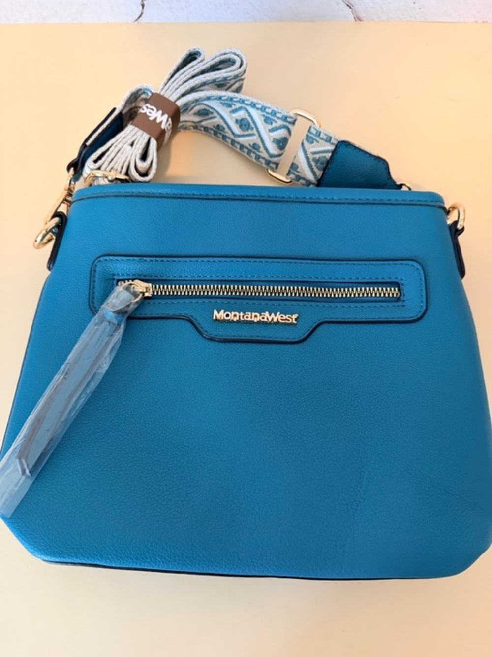 Montana West Teal Vegan Leather Crossbody Bag with Guitar Strap